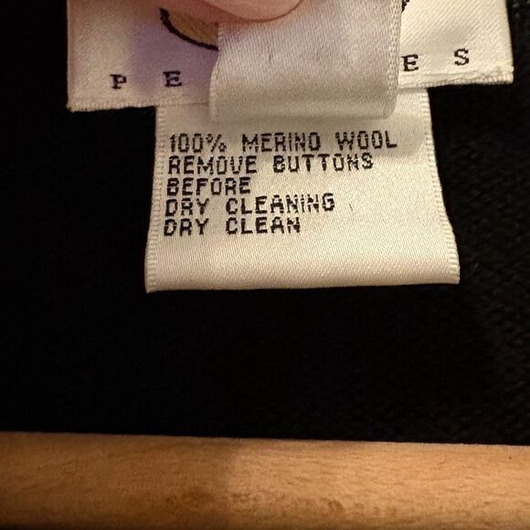 Talbots 100% Merino Wool Cardigan Sweater Black Size M Petite rhinestone Buttons - Picture 6 of 6
